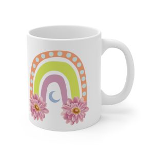 Colorful Rainbow and Floral Ceramic Mug 11oz