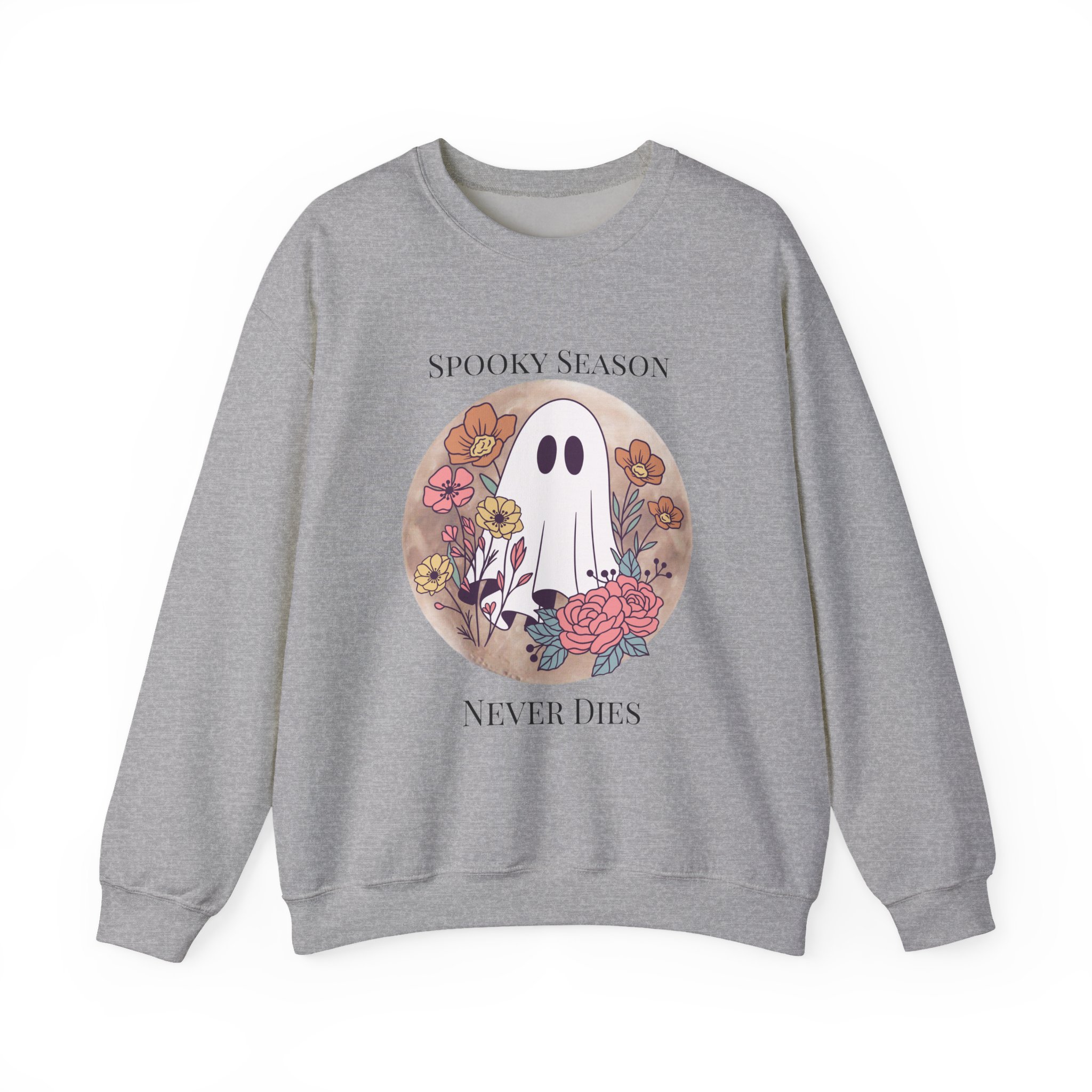 Ghostly Wildflowers: Spooky Season Never Dies Unisex Crewneck Sweatshirt - Image 9