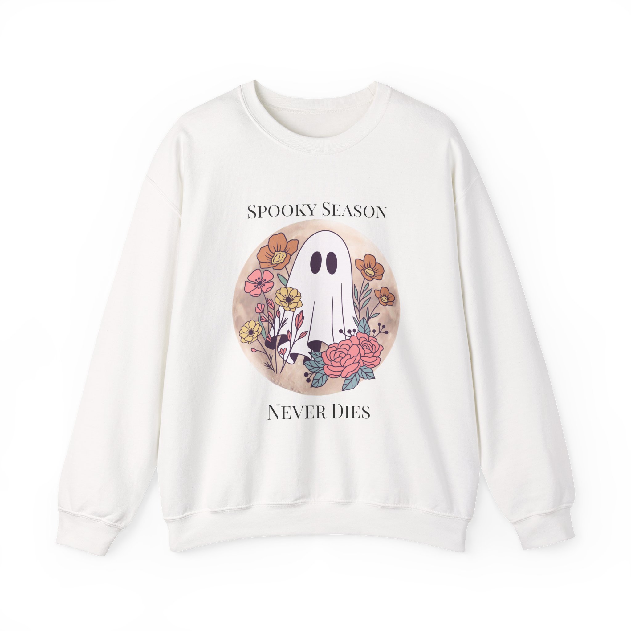 Ghostly Wildflowers: Spooky Season Never Dies Unisex Crewneck Sweatshirt