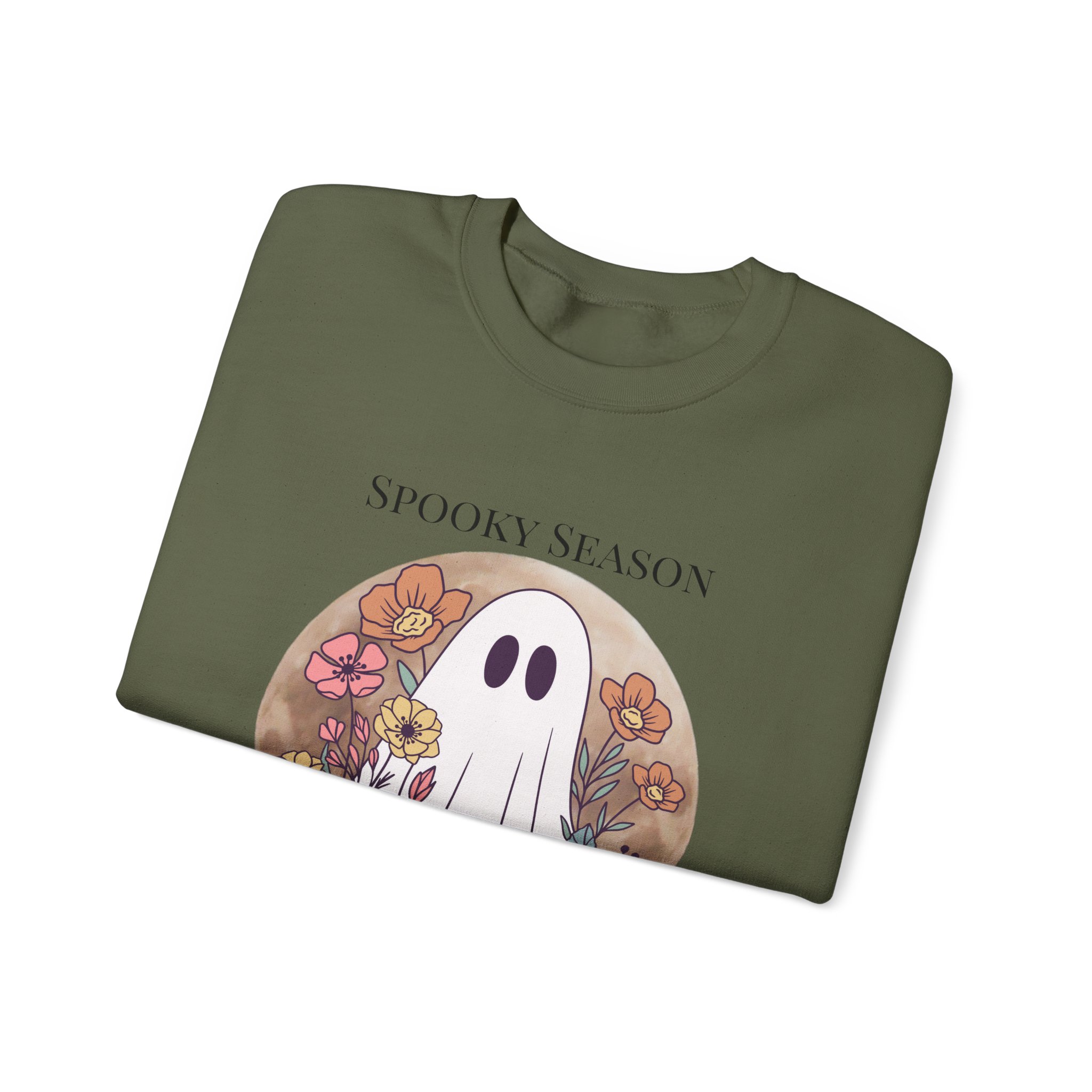 Ghostly Wildflowers: Spooky Season Never Dies Unisex Crewneck Sweatshirt - Image 19