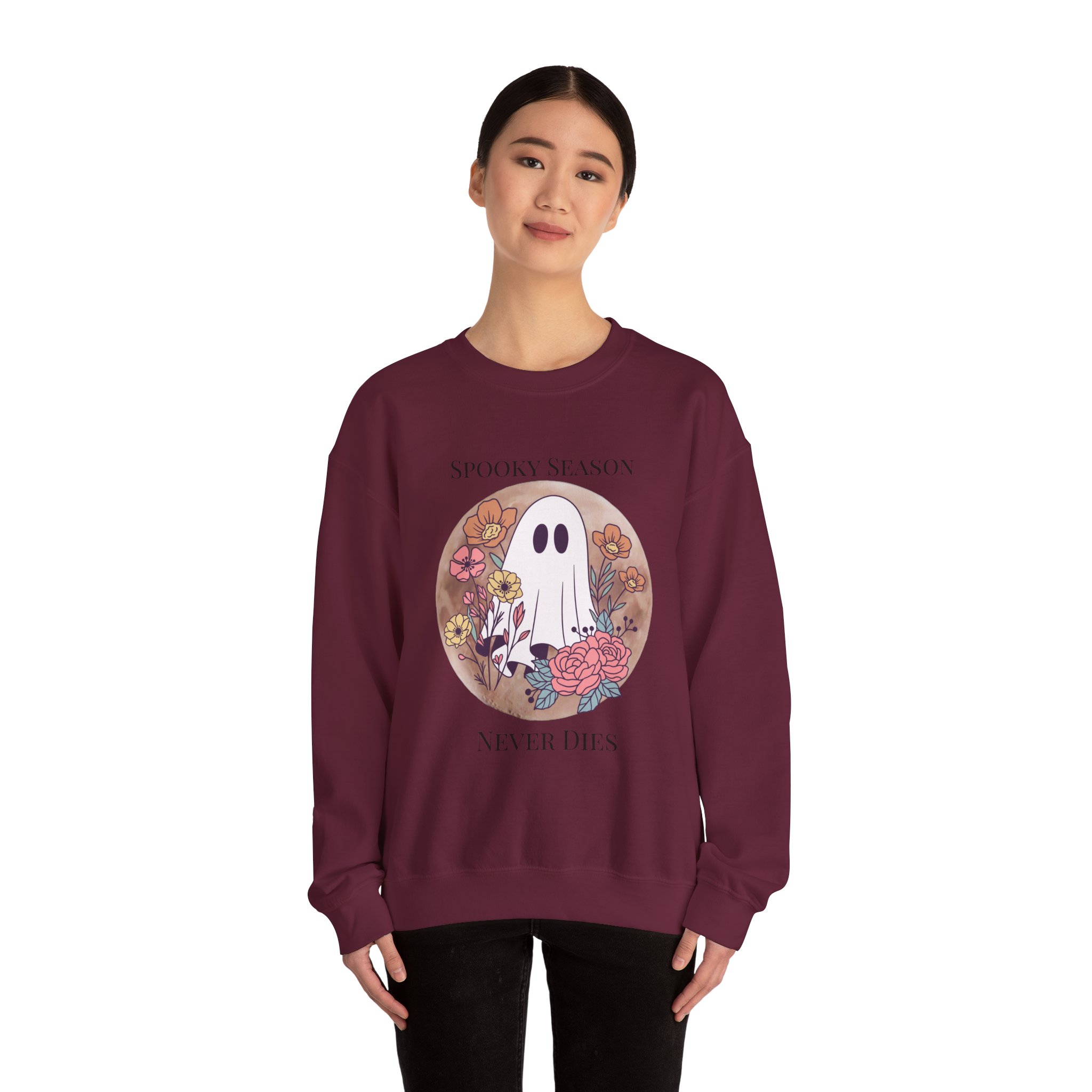 Ghostly Wildflowers: Spooky Season Never Dies Unisex Crewneck Sweatshirt - Image 16