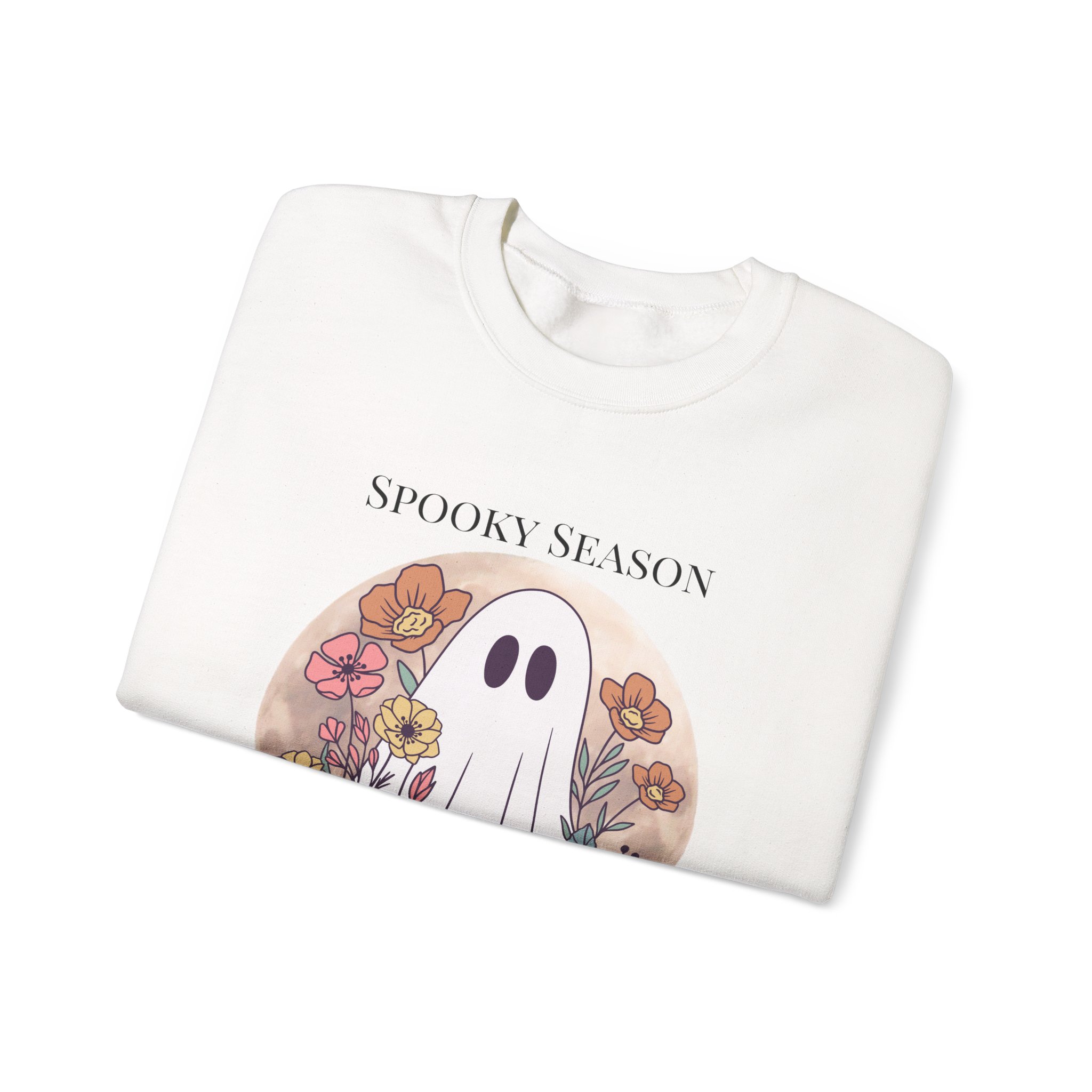 Ghostly Wildflowers: Spooky Season Never Dies Unisex Crewneck Sweatshirt - Image 3