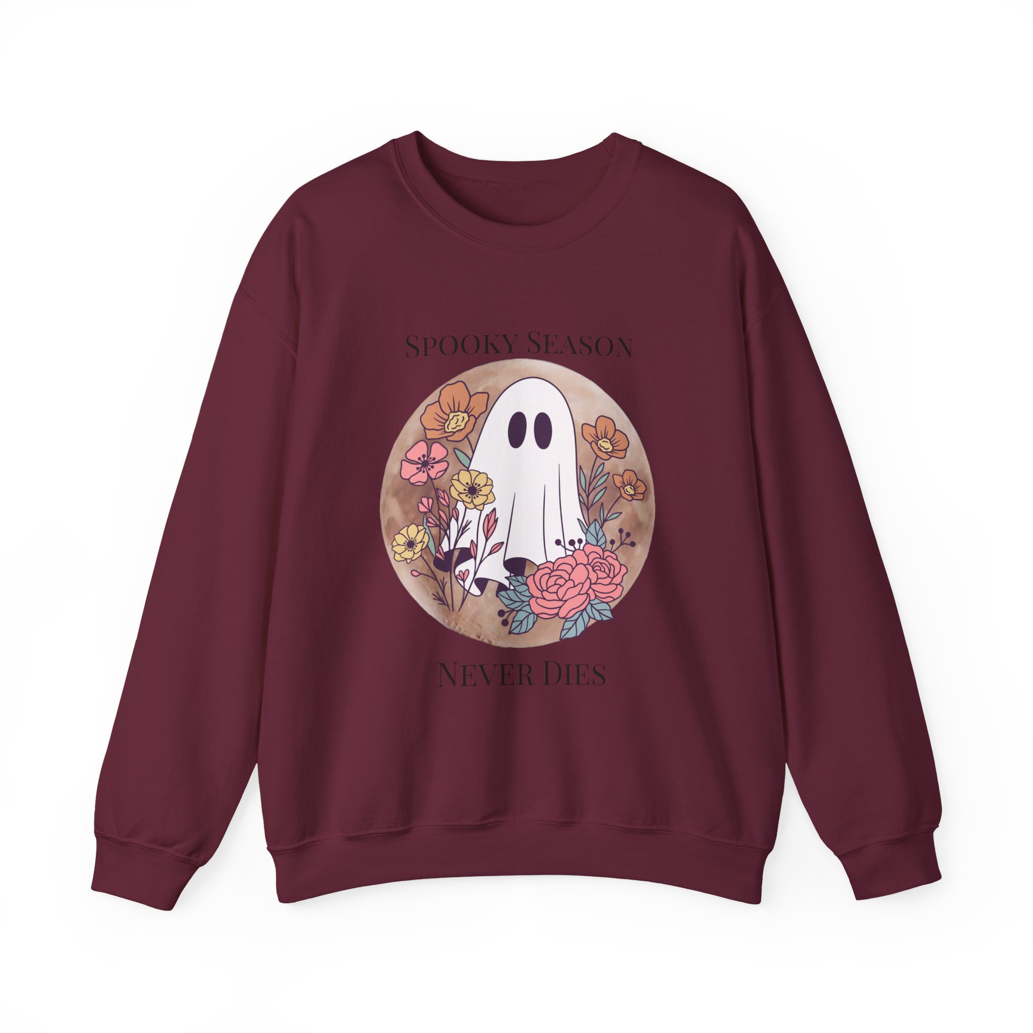 Ghostly Wildflowers: Spooky Season Never Dies Unisex Crewneck Sweatshirt - Image 13