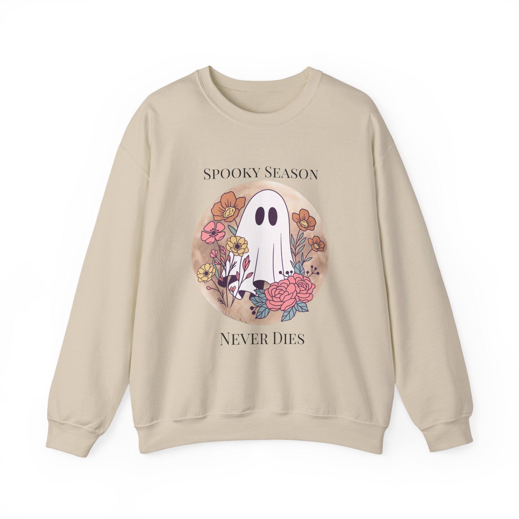 Ghostly Wildflowers: Spooky Season Never Dies Unisex Crewneck Sweatshirt - Image 5