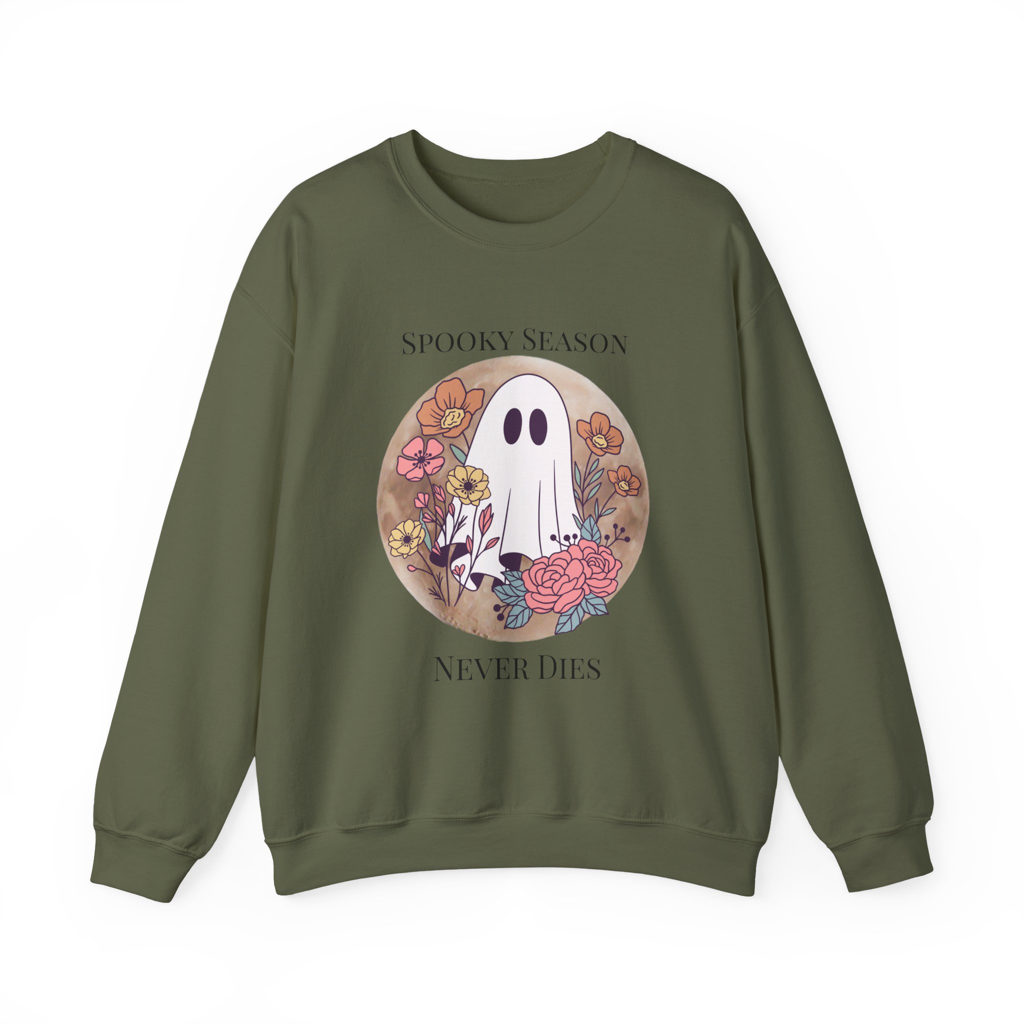 Ghostly Wildflowers: Spooky Season Never Dies Unisex Crewneck Sweatshirt - Image 17